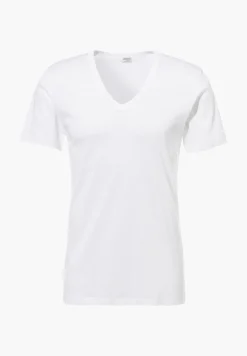 Homme Zimmerli Business ClassT-Shirt à manches courtes col en V - white