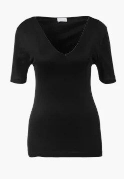 Femme Zimmerli Cotton de LuxeT-Shirt à manches courtes col en V - black
