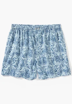 Homme Zimmerli Cotton Sateen PrintBoxer Shorts - paisley blue