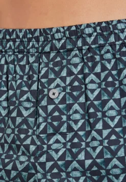 Homme Zimmerli Cotton Sateen PrintBoxer Shorts - geo blues