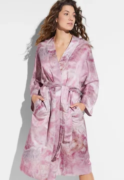 Femme Zimmerli Cotton/Silk PrintRobe de chambre longue - shades of marble