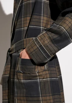 Homme Zimmerli Cozy FlannelMorgenmantel lang - navy check