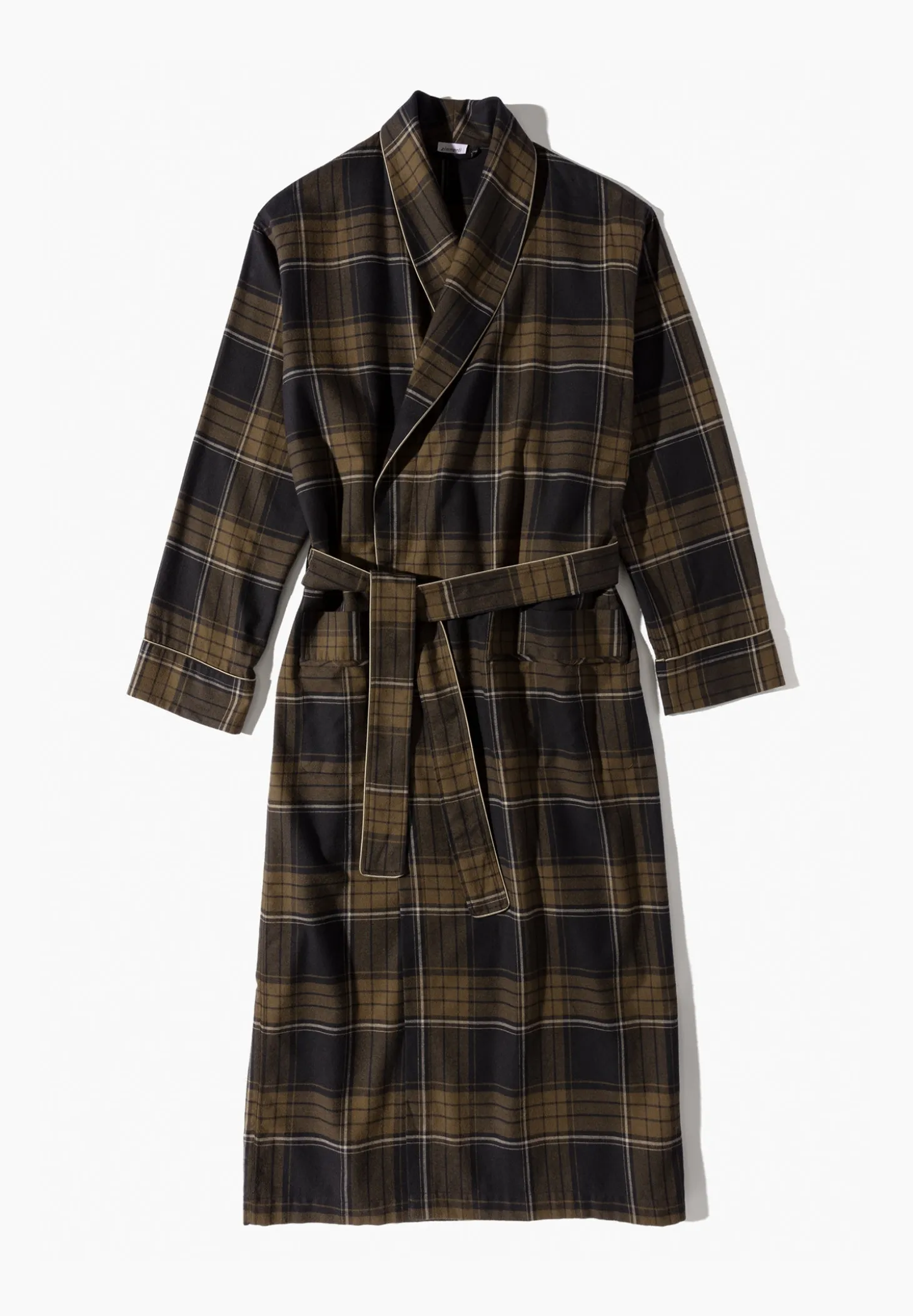 Homme Zimmerli Cozy FlannelMorgenmantel lang - navy check