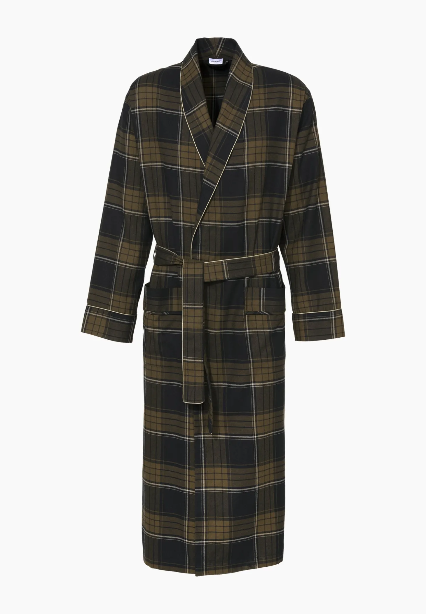 Homme Zimmerli Cozy FlannelMorgenmantel lang - navy check