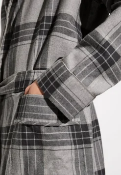Homme Zimmerli Cozy FlannelMorgenmantel lang - grey check
