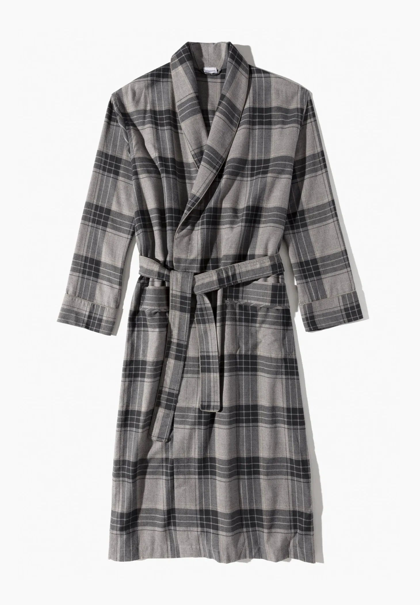 Homme Zimmerli Cozy FlannelMorgenmantel lang - grey check