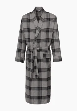 Homme Zimmerli Cozy FlannelMorgenmantel lang - grey check
