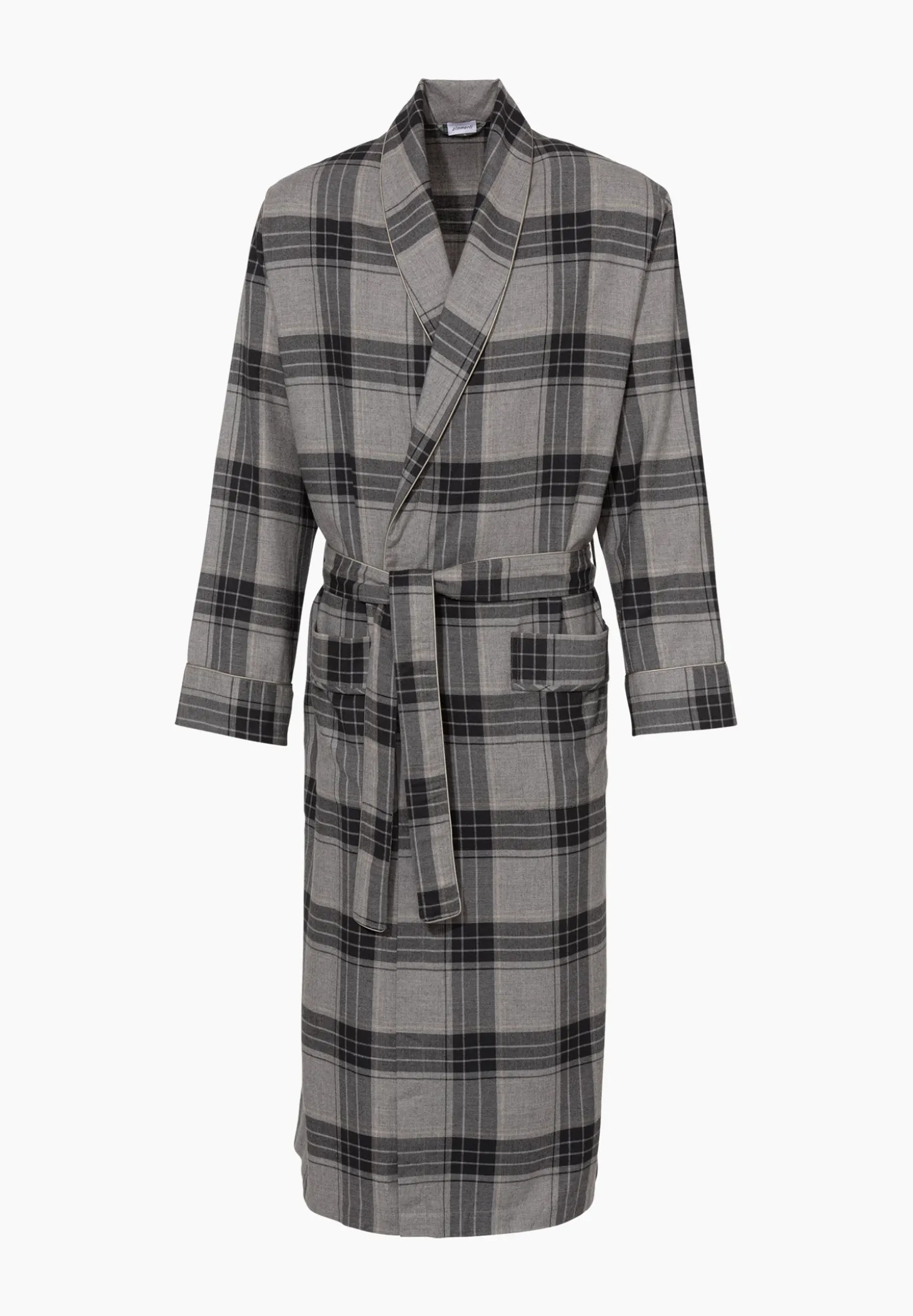 Homme Zimmerli Cozy FlannelMorgenmantel lang - grey check