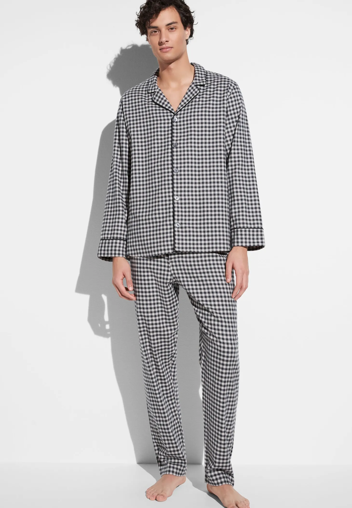 Homme Zimmerli Cozy FlannelPyjama longues - oat check