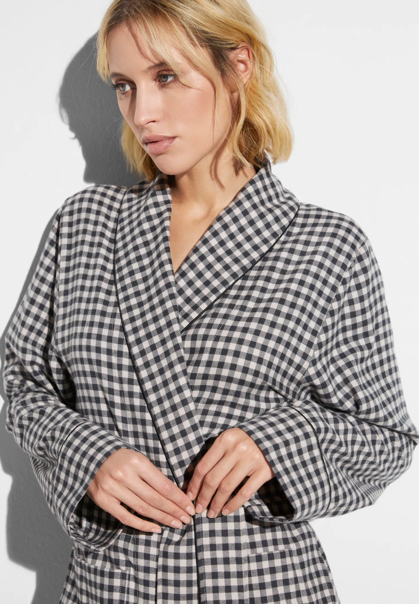 Femme Zimmerli Cozy FlannelRobe de chambre longue - oat check