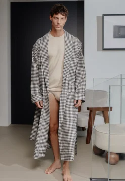 Homme Zimmerli Cozy FlannelRobe de chambre longue - oat check