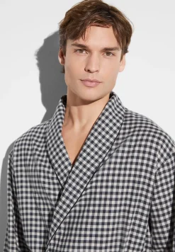Homme Zimmerli Cozy FlannelRobe de chambre longue - oat check
