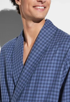 Homme Zimmerli Cozy FlannelRobe de chambre longue - blue check
