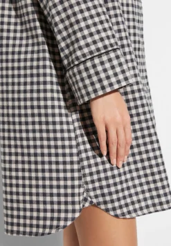 Femme Zimmerli Cozy FlannelTee-shirt de nuit manches longues - oat check