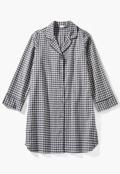 Femme Zimmerli Cozy FlannelTee-shirt de nuit manches longues - oat check