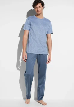 Homme Zimmerli FilodiscoziaPyjama longue à manches courtes - blue
