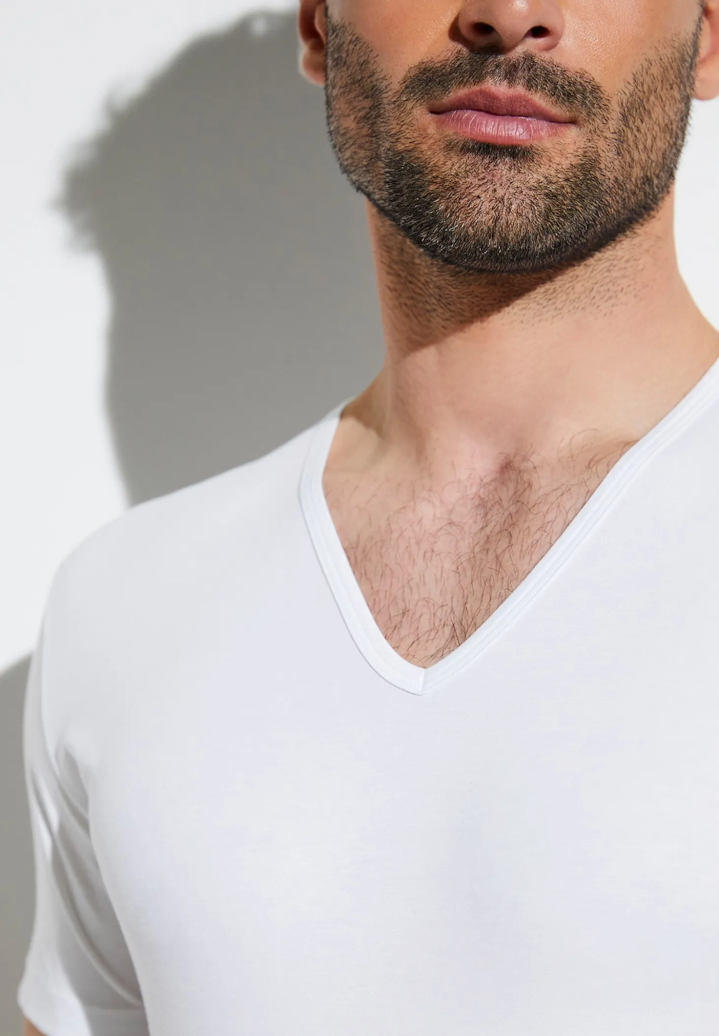 Homme Zimmerli Pure ComfortT-Shirt à manches courtes col en V - white