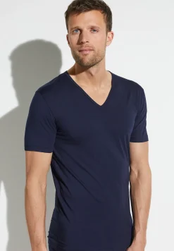 Homme Zimmerli Pure ComfortT-Shirt à manches courtes col en V - navy