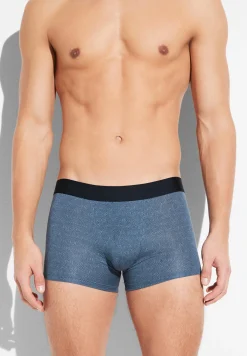 Homme Zimmerli Pureness PrintBoxer Trunk - linear geo blue