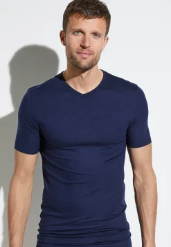 Homme Zimmerli PurenessT-Shirt à manches courtes col en V - navy