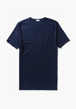 Homme Zimmerli PurenessT-Shirt à manches courtes col en V - navy
