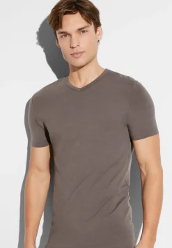 Homme Zimmerli PurenessT-Shirt à manches courtes col en V - maple wood