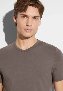 Homme Zimmerli PurenessT-Shirt à manches courtes col en V - maple wood