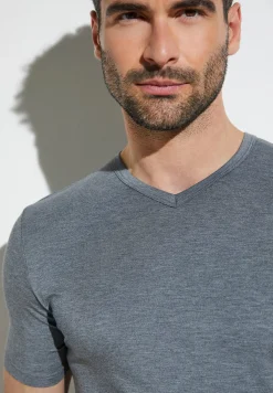 Homme Zimmerli PurenessT-Shirt à manches courtes col en V - grey mélange