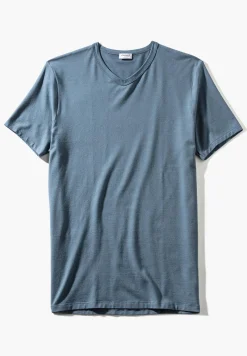 Homme Zimmerli PurenessT-Shirt à manches courtes col en V - blue slate