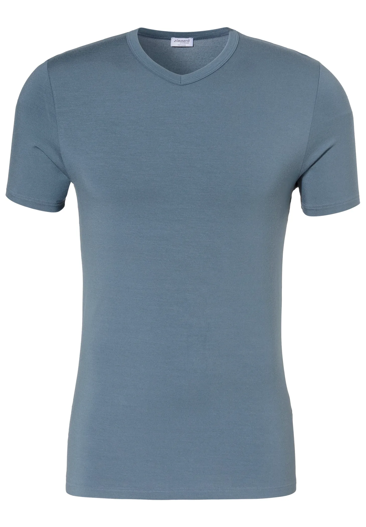 Homme Zimmerli PurenessT-Shirt à manches courtes col en V - blue slate