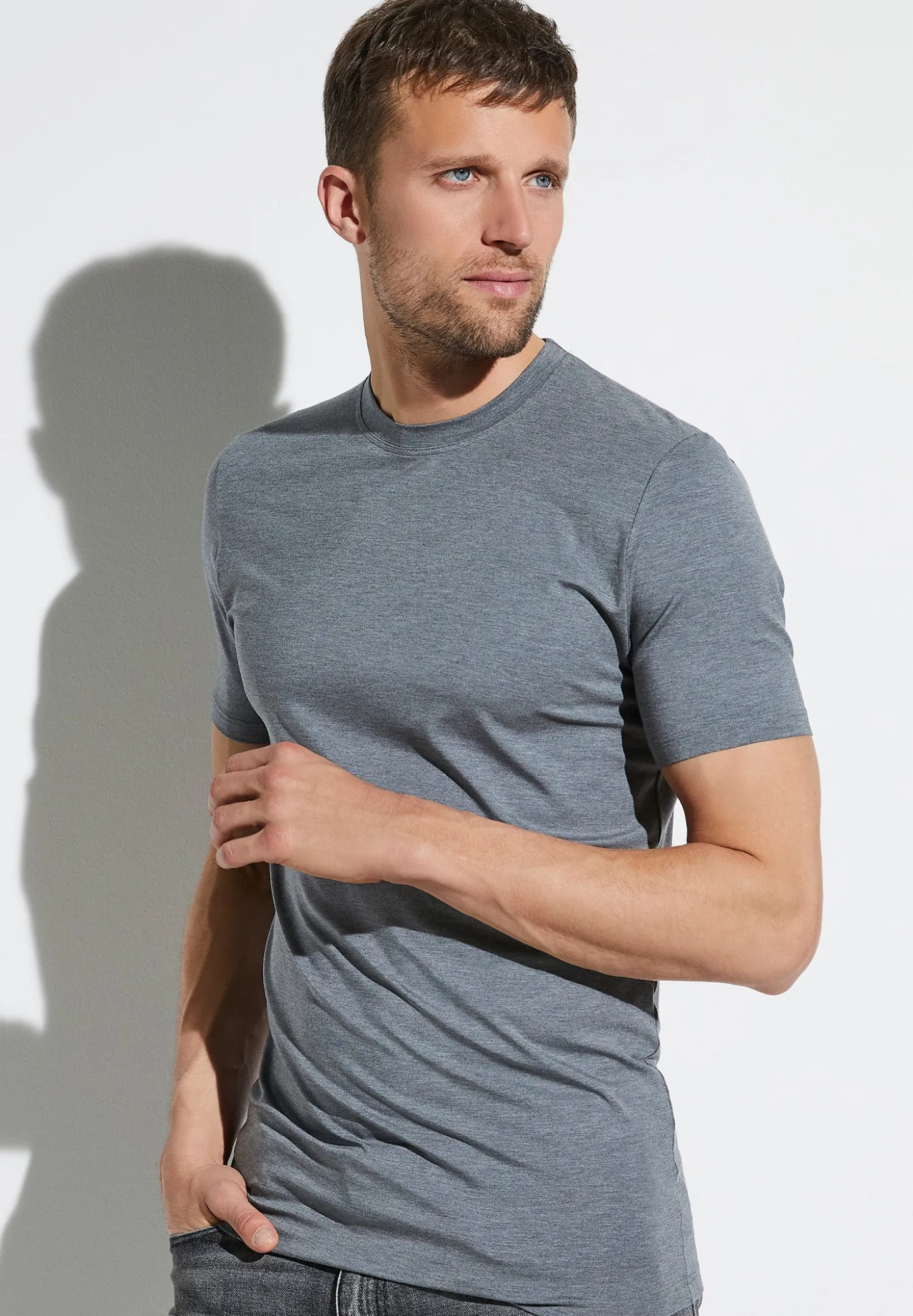 Homme Zimmerli PurenessT-Shirt à manches courtes - grey mélange