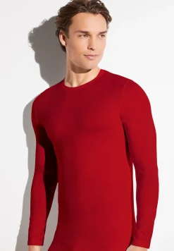 Homme Zimmerli PurenessT-Shirt à manches longues - rouge