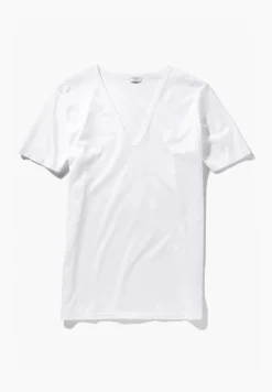 Homme Zimmerli Royal ClassicT-Shirt à manches courtes col en V - blancSuper fins