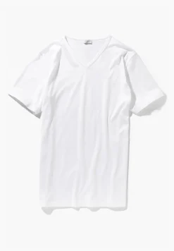Homme Zimmerli Royal ClassicT-Shirt à manches courtes col en V - blancSuper fins