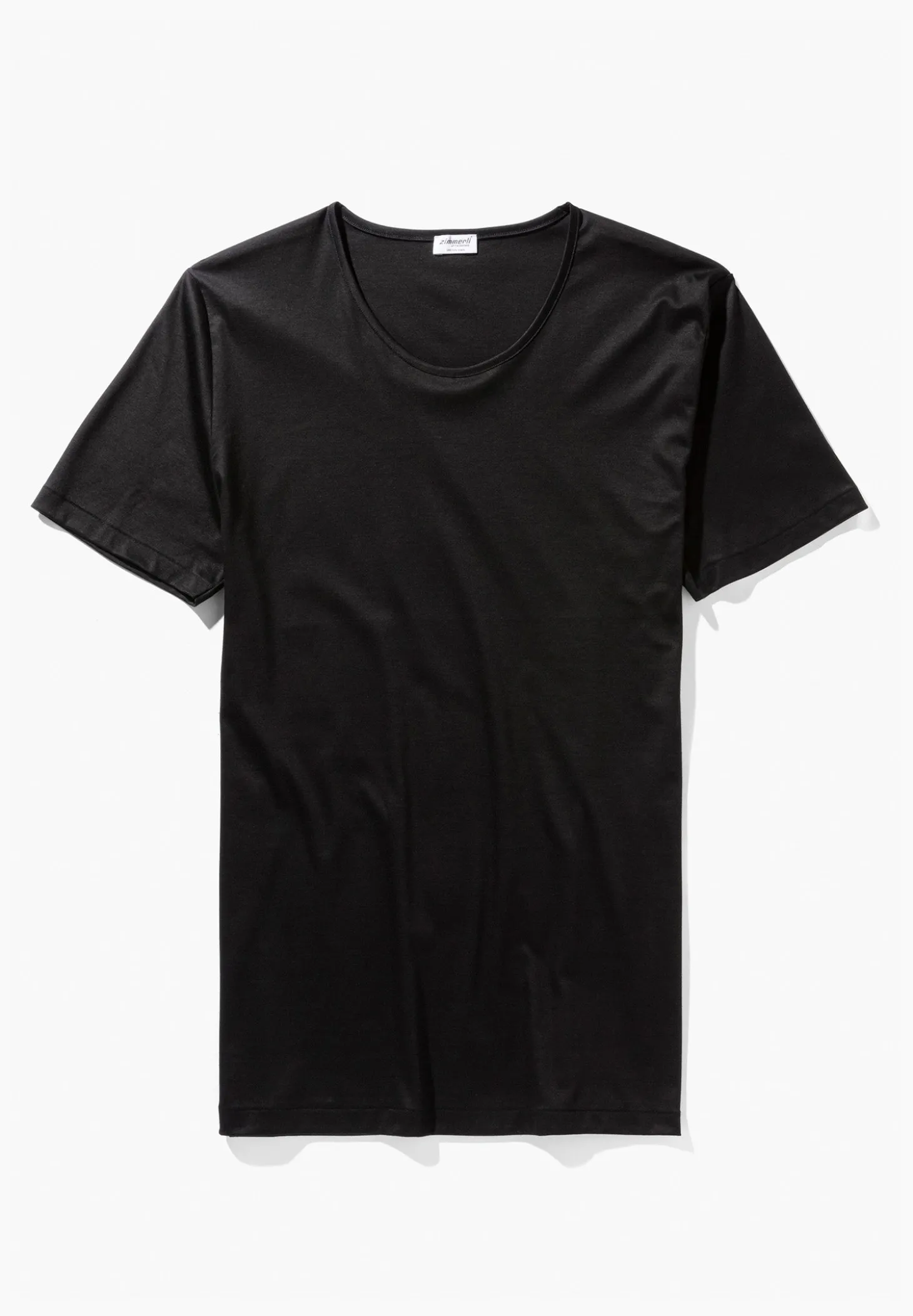 Homme Zimmerli Sea IslandT-Shirt à manches courtes, col rond fin - noir