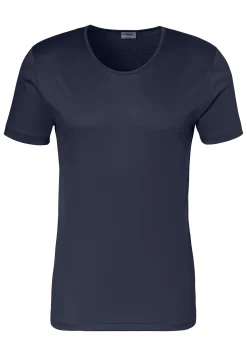 Homme Zimmerli Sea IslandT-Shirt à manches courtes, col rond fin - navy