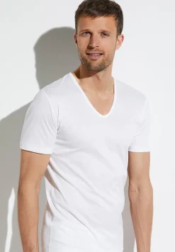 Homme Zimmerli Sea IslandT-Shirt à manches courtes col en V - white