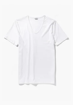Homme Zimmerli Sea IslandT-Shirt à manches courtes col en V - white