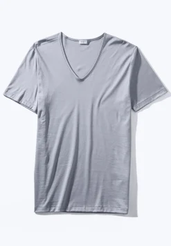 Homme Zimmerli Sea IslandT-Shirt à manches courtes col en V - smoky blue