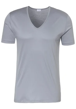 Homme Zimmerli Sea IslandT-Shirt à manches courtes col en V - smoky blue