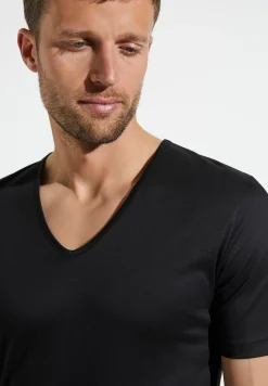 Homme Zimmerli Sea IslandT-Shirt à manches courtes col en V - black