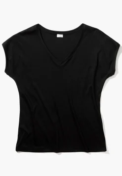 Femme Zimmerli Sea IslandT-Shirt à manches courtes col en V - black