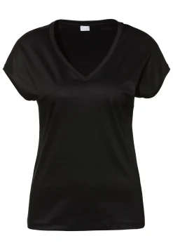 Femme Zimmerli Sea IslandT-Shirt à manches courtes col en V - black