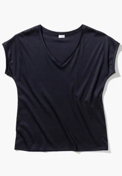Femme Zimmerli Sea IslandT-Shirt à manches courtes col en V - navy