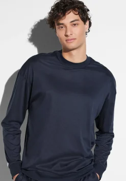 Homme Zimmerli Sea IslandT-Shirt à manches longues - navy