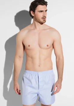 Homme Zimmerli Sea Island WovenBoxer Shorts - blue