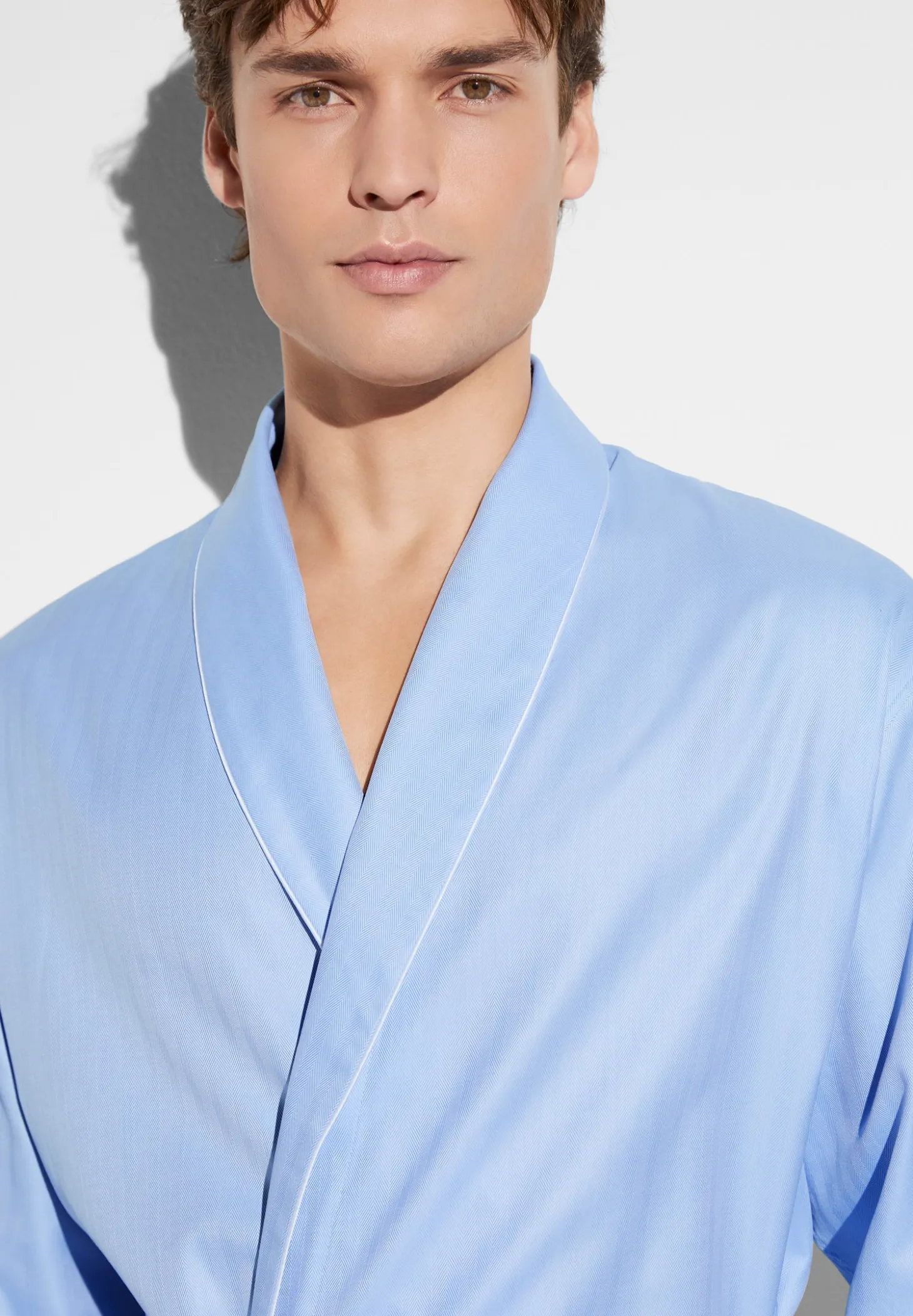 Homme Zimmerli Sea Island WovenRobe de chambre longue - blue