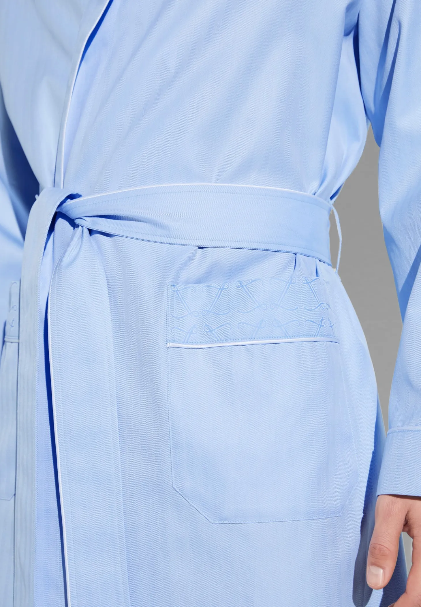 Homme Zimmerli Sea Island WovenRobe de chambre longue - blue