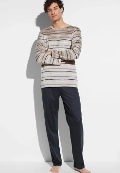 Homme Zimmerli Silk/Cotton Stripes X Sea IslandPyjama longues - teak