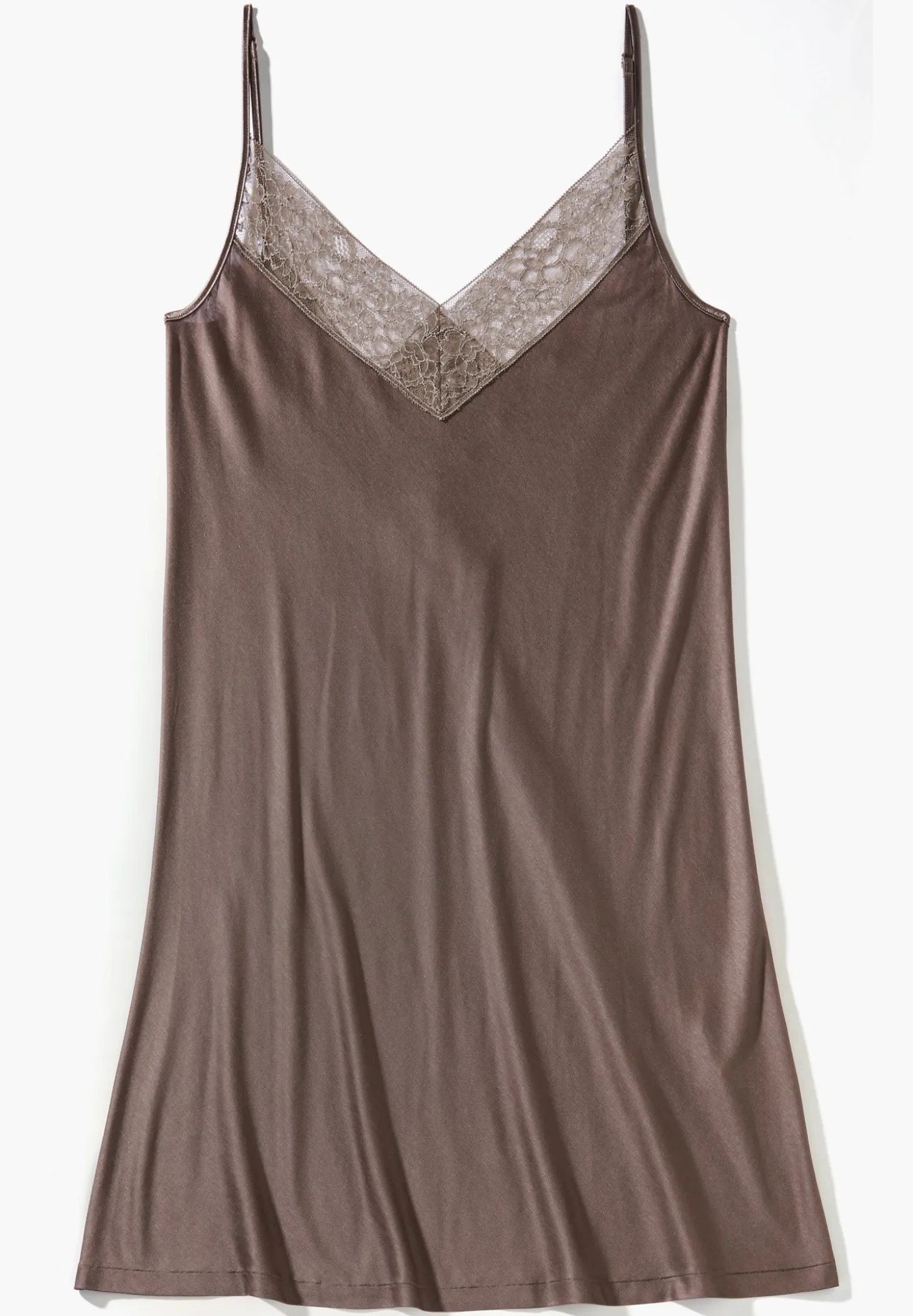 Femme Zimmerli Silk DreamsChemise de nuit bretelles spaghetti - olive brown